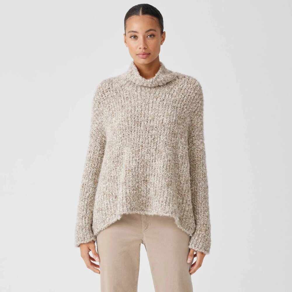 Eileen Fisher 100% Peruvian Alpaca Loop Turtle Neck Sweater